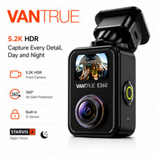 Vantrue E360 5.2K HDR 360  Dash Cam WiFi GPS STARVIS 2 Night Vision Parking Mode