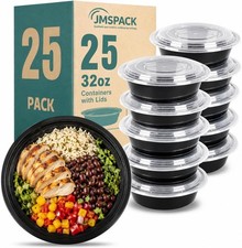 Containers Reusable 32oz - Meal Prep Bowls with Lids 25 Pack, Round Food Prep
