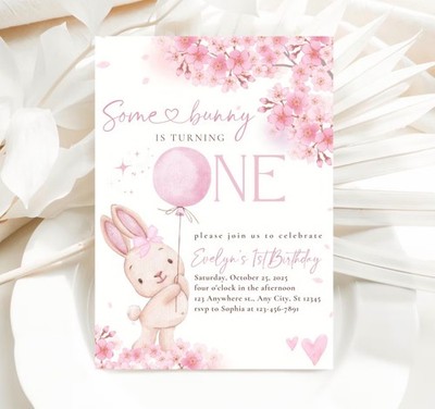 Hase Geburtstagseinladung, Some bunny is turn one, Girl Invite, 1. Party