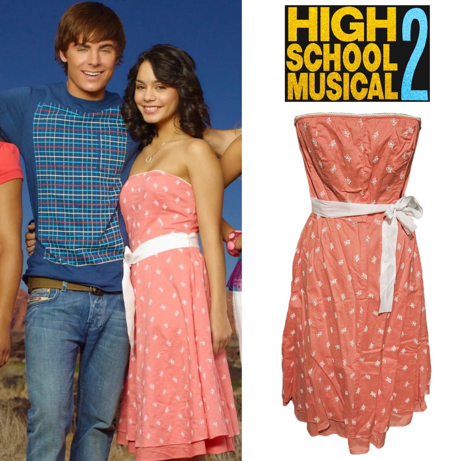 Coral Eyelet Dress As Seen On Gabriella Montez (High School Musical)