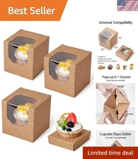 Versatile 100 Pcs Brown Kraft Cupcake Boxes with Inserts for All Occasions