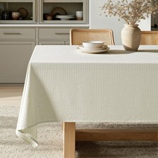 Ivory Linen Cotton Table Cloth Rectangle Tablecloth Spring Waterproof Spillpr...