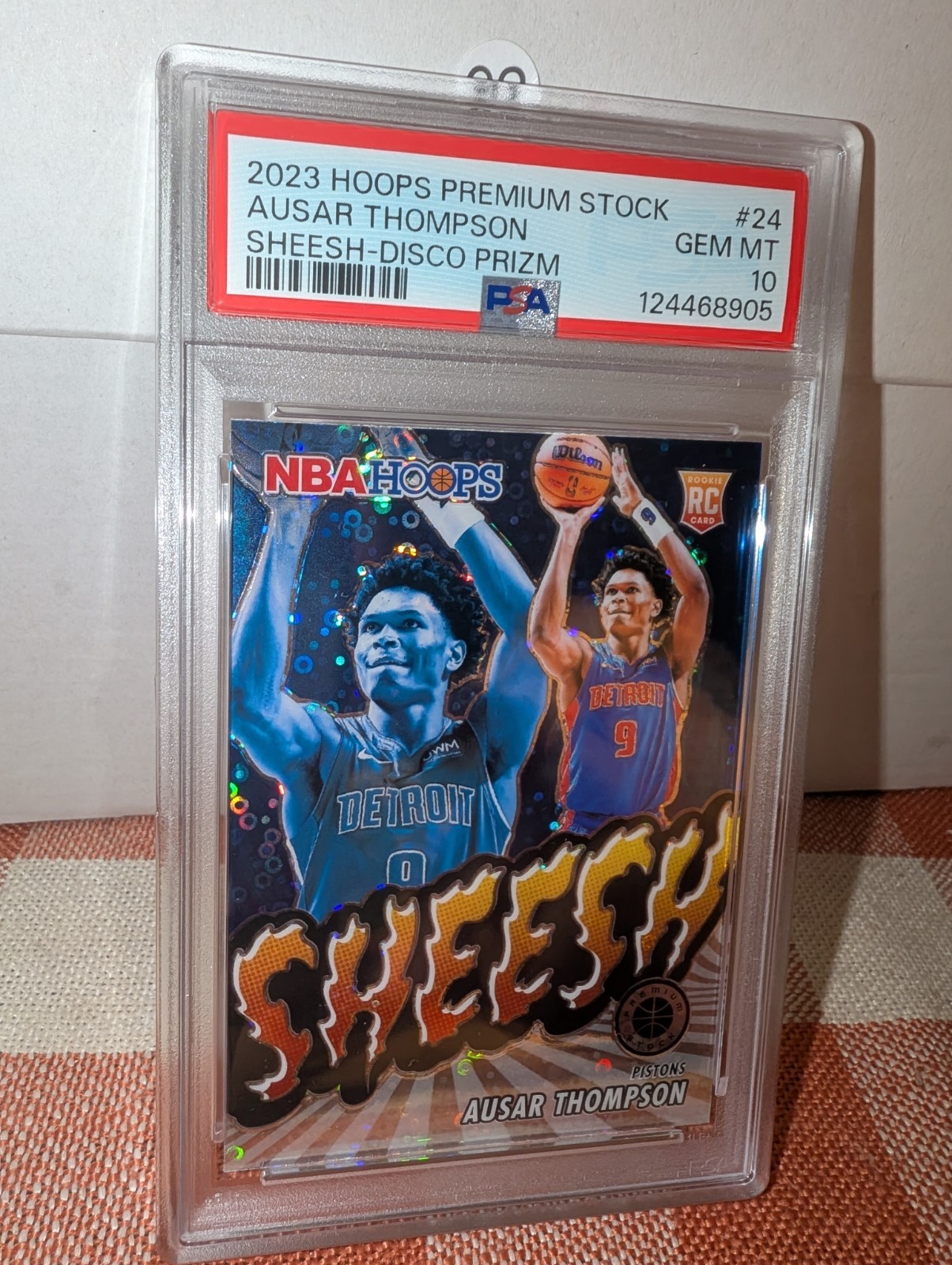 2023 PANINI HOOPS PREMIUM STOCK DISCO SHEESH #24 AUSAR THOMPSON PSA 10