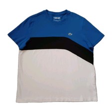 Lacoste Sport Shirt Mens 2XL Colorblock Blue White Crewneck Short Sleeve Logo