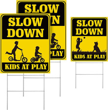 Slow down Kid at Play Sign 15.5 X 13 Inch Double Sided Sign for Yard with Metal