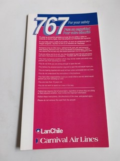 Safety Card Lan Chile / Carnival Air Lines B767 1992