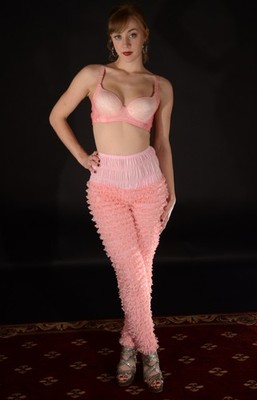 Sams Ruffled Frilly Ankle Length Pantaloons Bloomers Leggings Pettipants - Pink