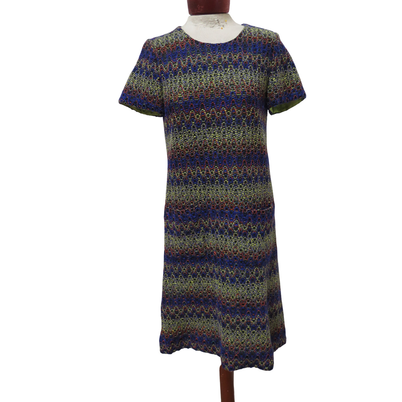 Kate Spade New Dress 8 M Wool Yarn Sheath Shift A-Line Midi Chevron Whimsigoth