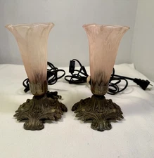 Meyda Lighting 8"H Pink Pond Lily Accent Lamp, Pink Set Of 2!! Work!
