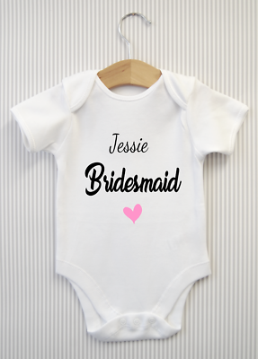 Personalised Bridesmaid Baby Grow Wedding Bodysuit Babygrow Flowergirl Gift  #2
