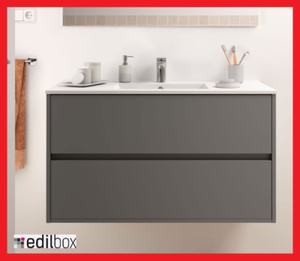 Badmobel Set Montiert 100 Cm Waschtisch Hangend Badezimmermobel Grau Komplett Ebay