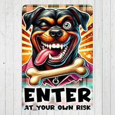 Dog Enter At Your Own Risk Custom 10"x14" Metal Sign