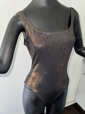 Vintage 80s Women's Speedo Tank Swimsuit Metallic Brown One Piece Sz S/M