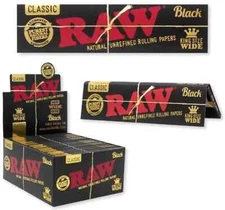 Full Box Sealed - RAW BLACK CLASSIC KING SIZE "WIDE" Rolling Papers - 50 Packs