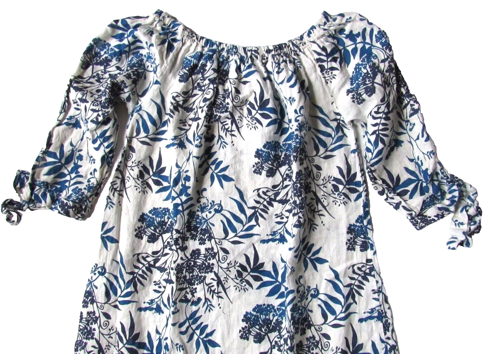 VALENTINO Abito donna Valentina Naldi Italy 100% lino avorio blu stampa floreale M Medium