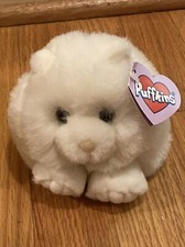 RARE WITH TAG SWIBCO "PUFFKINS" PAWS THE WHITE FLUFFY CAT 1994 CWPB