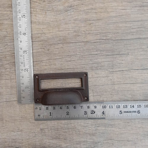 6pcs vintage cast iron numbered cabinet drawer door screen bin pull cup handle - Picture 6 of 7