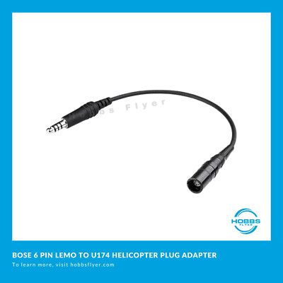 Bose A20 Aviation Headset 6-pin (LEMO) to U174 Helicopter Adapter