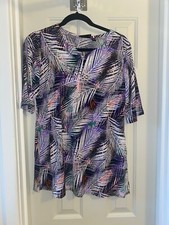 ATTITUDES by RENEE Petite Como Jersey Printed Boho Tunic NEON LEAF MEDIUM PETITE