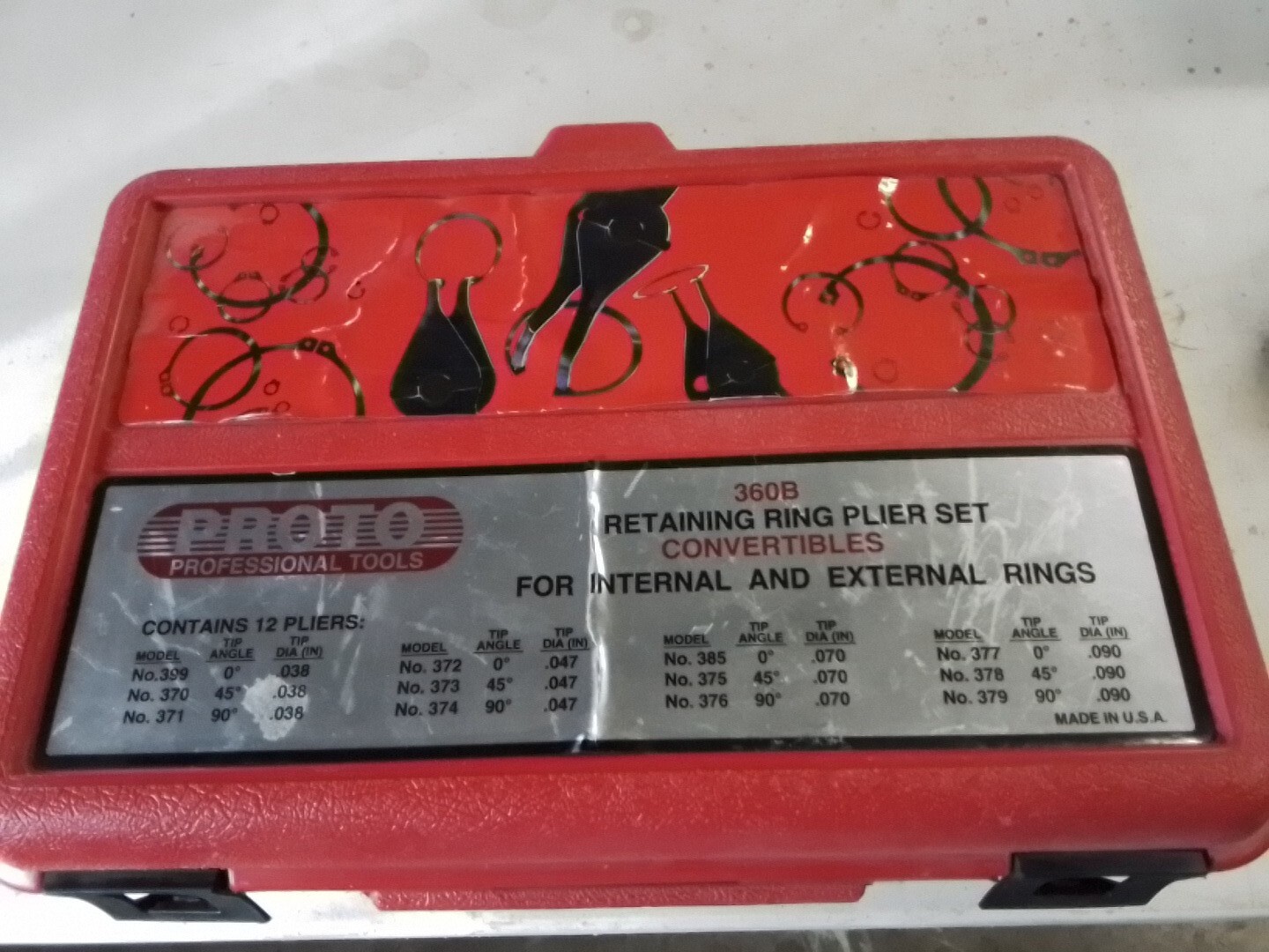 Proto 360B 12 Piece Convertible Retaining Ring Pliers Set with BlowMolded Case 662679031541 eBay