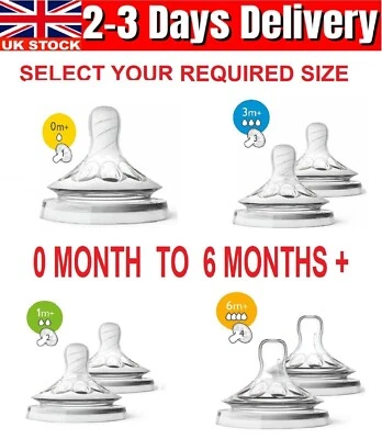 Philips Avent Natural Teats Classic Bottle Teat Nipple Slow Medium Fast 0-6month