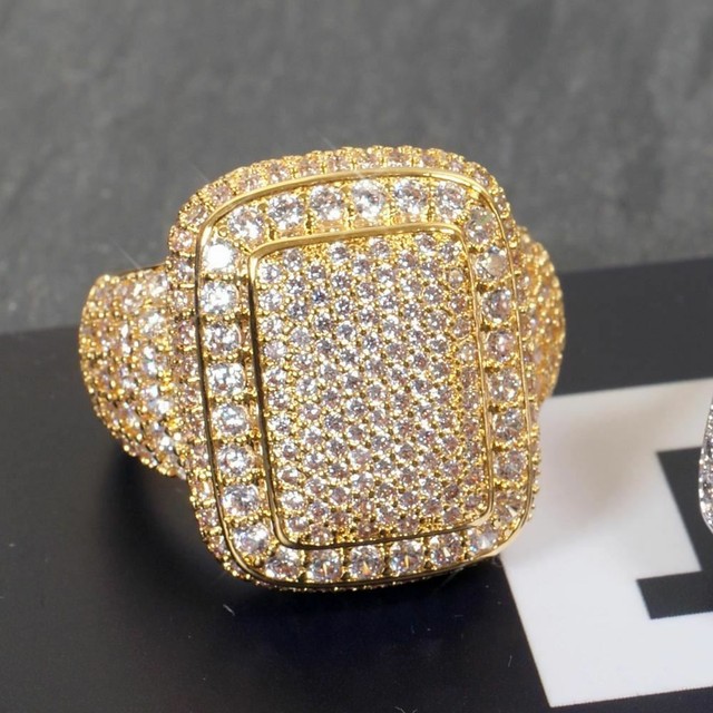 18K Gold Bust Down Lab Made Mens Pinky Ring eBay