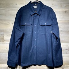 Eddie Bauer Men's XXL Navy Blue Thick Heavyweight Flannel Button Up Shirt EUC