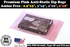 Pink Anti-Static Plastic Bags 4Mil Top Lock Zip Seal Reclosable 2.5x3 4 5 6 8"