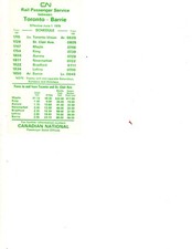 CANADIAN NATIONAL RY - TORONTO TO BARRIE SCHEDULE - 6/1/1976