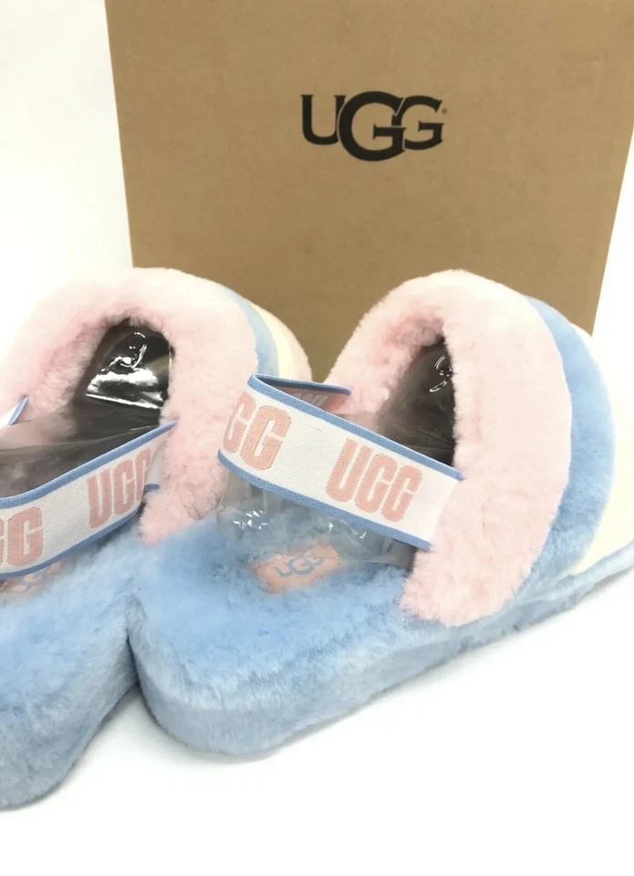 Zapatillas UGG Fluff Yeah Slide Pride Rayas Azul Rosa Blanco PARA HOMBRES EE. UU. 11 Foto 4 de 4