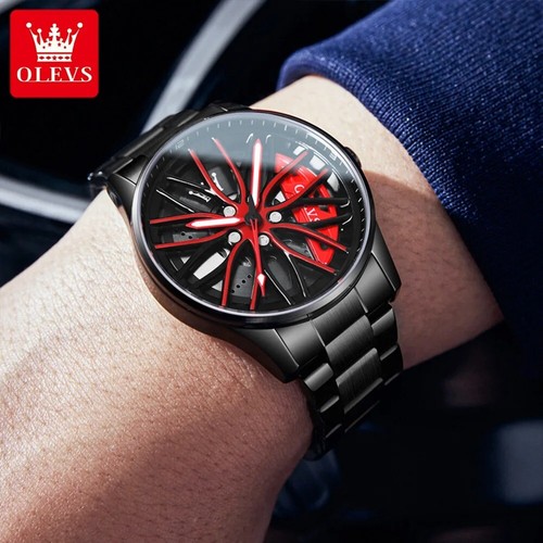 Reloj de Lujo OLEVS Rueda Hombre Impermeable Giratorio Llanta Deportiva Coche Reloj Hombre Alto - Imagen 4 de 21