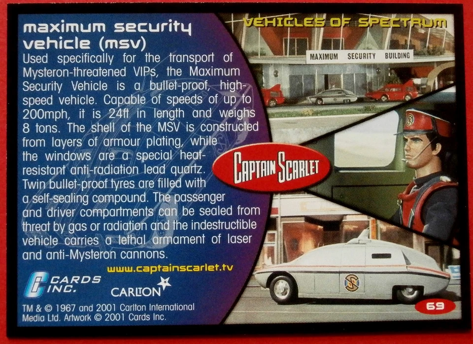 CAPTAIN SCARLET - Card #69 - Maximum Security Vehicle - Cards Inc. 2001 - Image 2 of 2