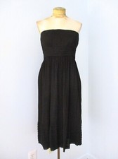 J Crew Black 100% Silk Crepe Strapless Cocktail Dress Tiered Waist Full Lining 6