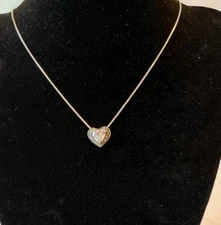 Sterling Silvent Heart Pendant Necklace with Marcasite Frame