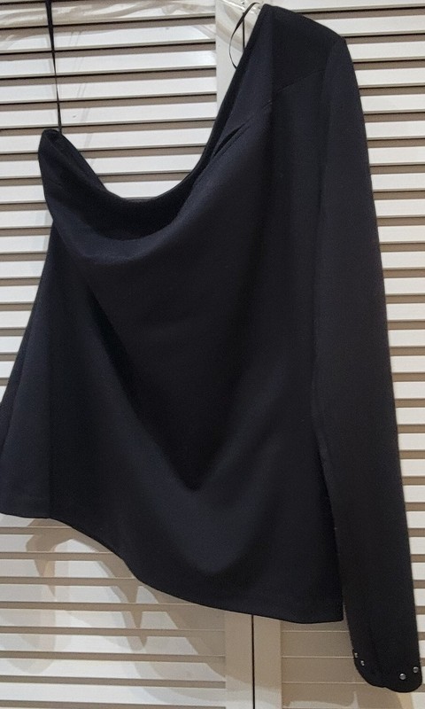 Do + Be Red Black One Shoulder Blouse w/ Studs Size large