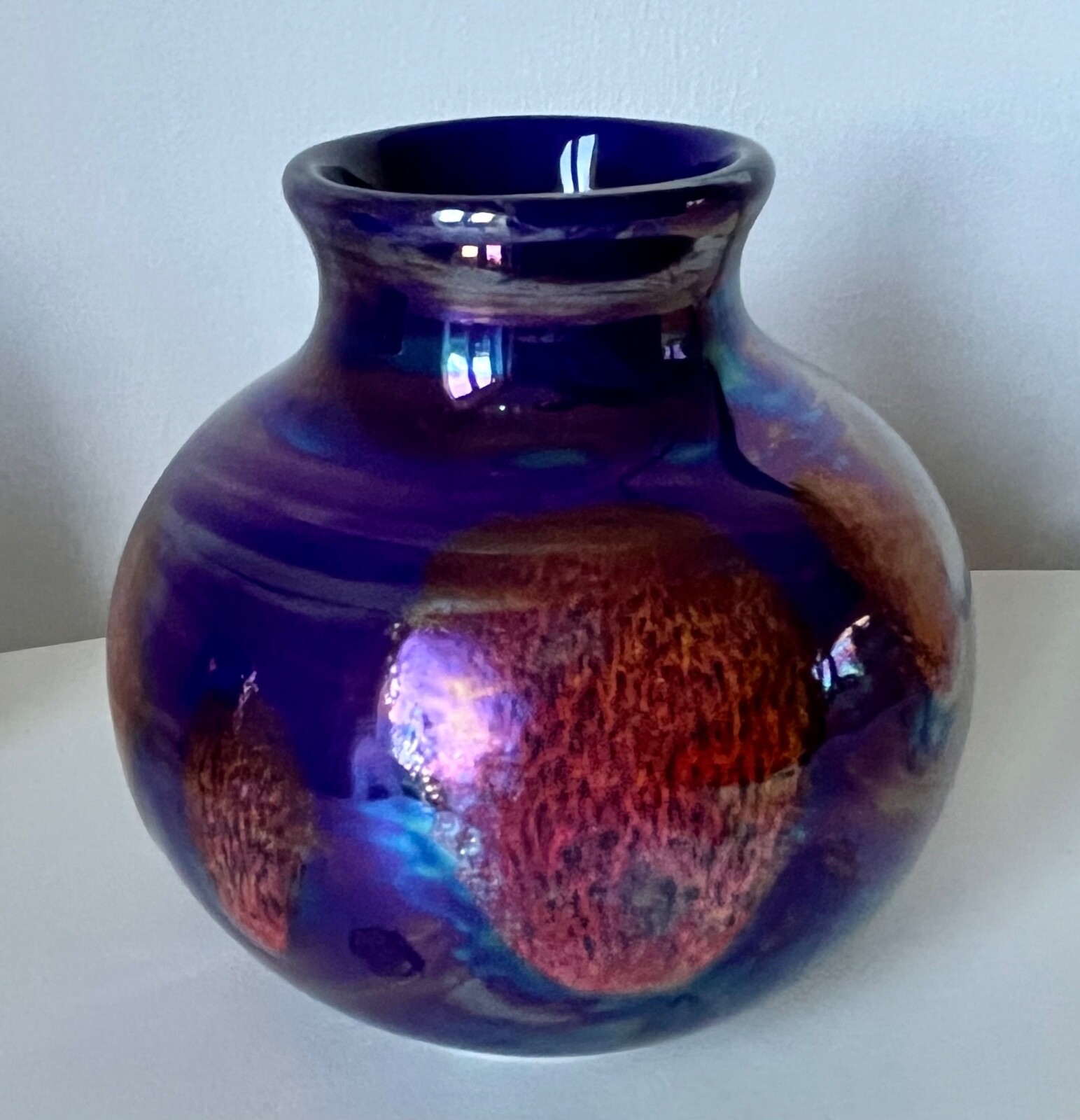 Vintage RARE POOLE POTTERY Living Glaze Lustre COSMIC Round Bulb Vase