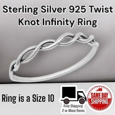 Sterling Silver 925 Twist Knot Infinity Stackable Ring Band Sz 10