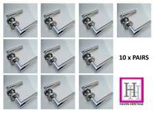 DOOR HANDLES MITRED LEVER DUO FINISH CHROME & SATIN on Round Rose 1 - 10 PAIRS
