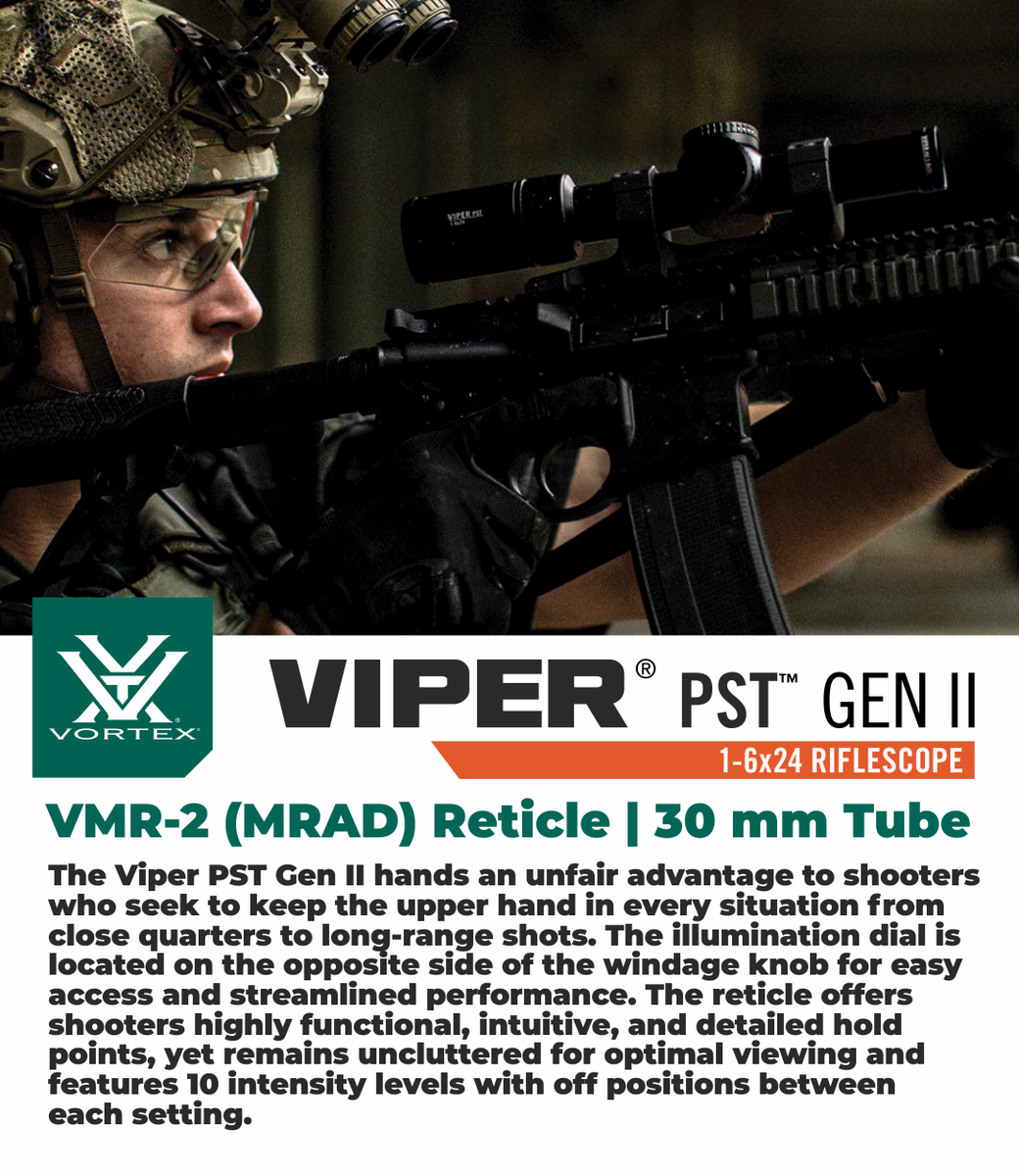 Vortex Optics Viper PST GII 1-6X24 VMR-2 MRAD Riflescope w/ Mount