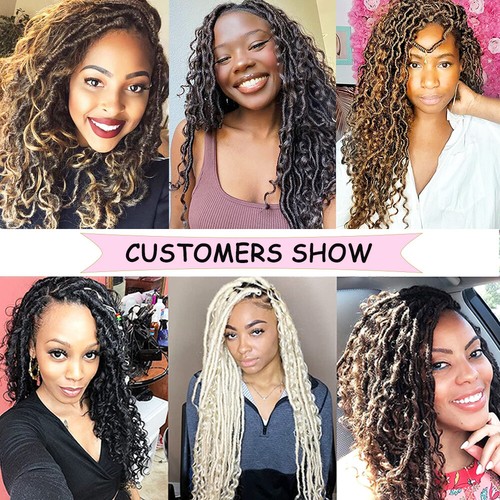 14"-26" Goddess Faux Locs gehäkeltes Haar Fluss Locs lockiges Flechten Haarverlängerungen - Bild 14 von 52
