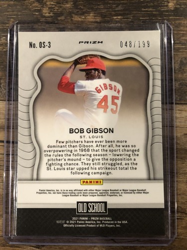 Bob Gibson 2021 Panini Prizm Baseball Old School Blue Mojo Prizm 48/199 #OS-3 - Picture 2 of 2