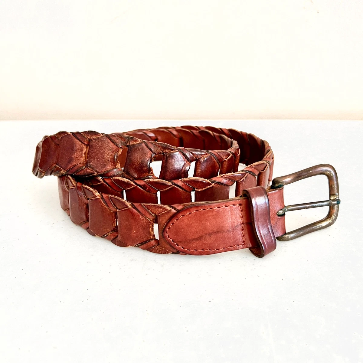 Brand New Banana Republic Attractive Red Leather Belt Made in Italy Size 34 Matteo 35mm Feather Edge Dress Belt by Trafalgar Men main image 4
