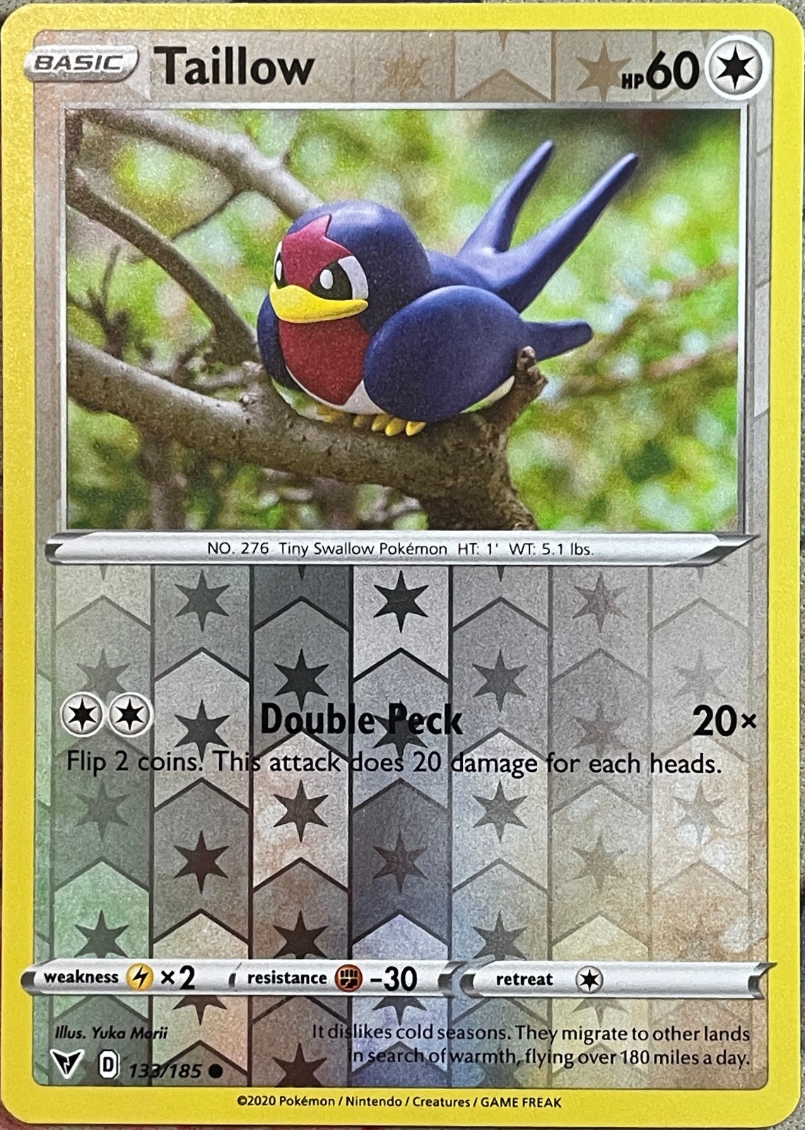 Taillow Reverse Holo - 133/185 - Vivid Voltage Pokemon 2020