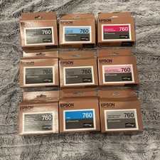 Genuine Epson 760 For P600 Ink Cartridge Full Set of 9 Date 2019-2021