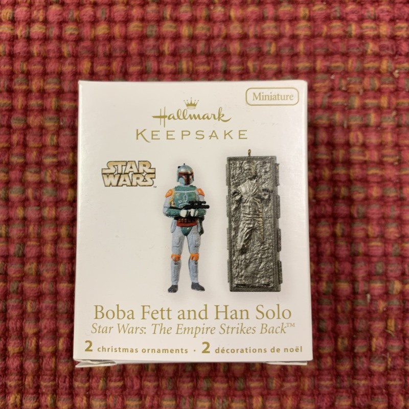 Hallmark Keepsake Star Wars Boba Fett and Han Solo (Carb) Mini Ornaments New! 
