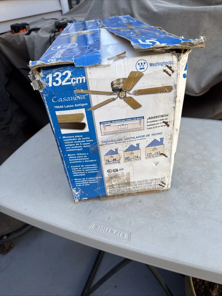 "Nuevo ventilador de techo interior Westinghouse Casanova 52"" 5 aspas latón antiguo" Foto 4 de 4