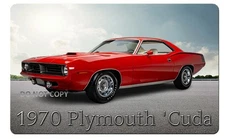 Rallye Red 1970 Plymouth 'Cuda Metal  Aluminum Sign 8x12 inches Man Cave Gift
