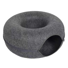 L Cat Cave Tunnel Bed for Indoor Cats 60x60x28cm Gray/Dark Gray New