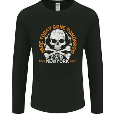 T-Shirt À Manches Longues Pour Homme Biker Skull Ici Aujourd'Hui Moto - Photo 1/4