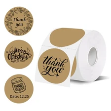Thermal Labels,2 Inch Brown Round Thermal Printer Stickers,Self-Adhesive Roun...
